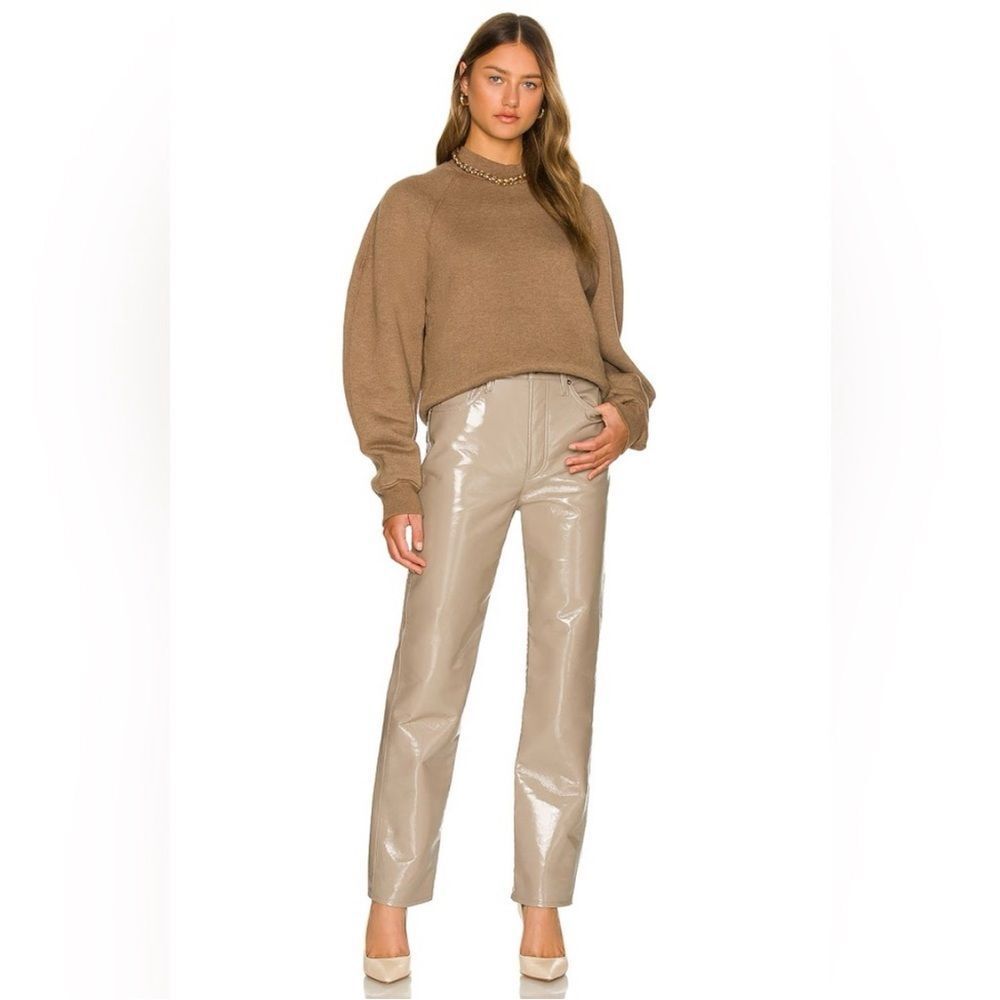 Agolde Recycled Leather 90's Pinch Waist Straight Leg Pant Quail Patent